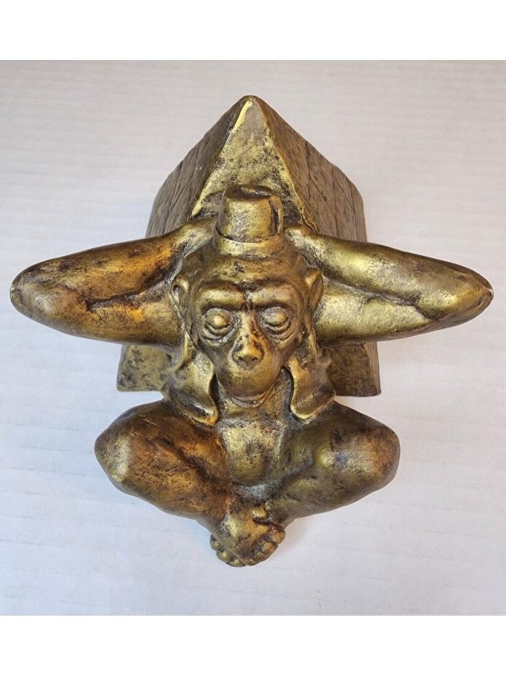 Vintage Russ Pyramid and Chill Monkey Paperweight or Bookend Piece Item #16684